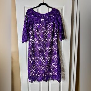 *Worn Once* Jax Purple Crochet Lace Midi Dress